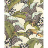 COLE & SON 119/1001.CS.0 HOOPOE LEAVES OLIVE/CHART/FUCHSIA ON CREAM Wallpaper - Eade's Wallpaper