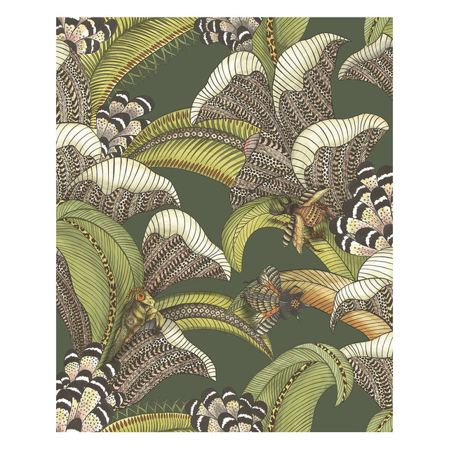 COLE & SON 119/1003.CS.0 HOOPOE LEAVES SPRING GREEN AND CORAL Wallpaper - Eade's Wallpaper