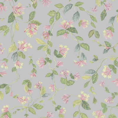 COLE & SON 124/3017.CS.0 FLORA GREY/PINK Fabric - COLE & SON SELECTION OF HUMMINGBIRDS