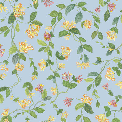 COLE & SON 124/3018.CS.0 FLORA BLUE/ORANGE Fabric - COLE & SON SELECTION OF HUMMINGBIRDS