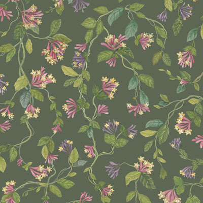 COLE & SON 124/3019.CS.0 FLORA SAGE/PINK Fabric - COLE & SON SELECTION OF HUMMINGBIRDS