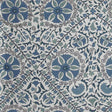 Schumacher Madura Floral Stitchery Indigo & Ivory Fabric - Eade's Wallpaper