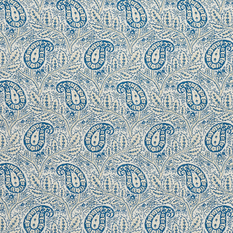 Schumacher Whittaker Paisley Indigo Fabric - Eade's Wallpaper