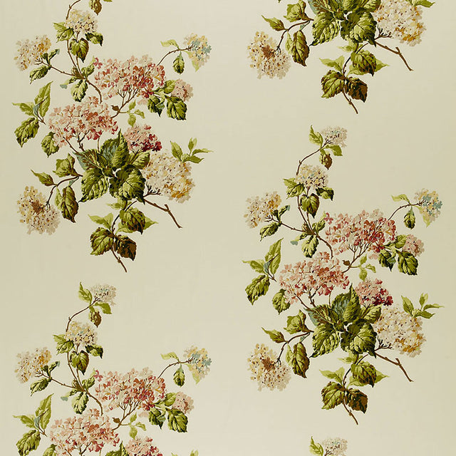 Schumacher Summer Hydrangea Ivory Fabric - Eade's Wallpaper