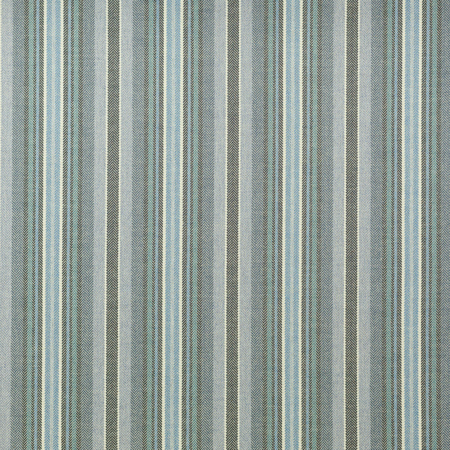 Schumacher 164P59 HERRINGBONE STRIPE in INDIGO Fabric - RAOU