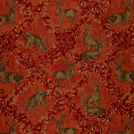 Schumacher 169073 WOBURN MEADOW in RED Fabric - LUXE LODGE