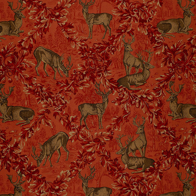 Schumacher 169073 WOBURN MEADOW in RED Fabric - LUXE LODGE