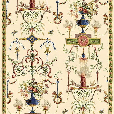 Schumacher Terracina Arabesque Champagne Fabric - Eade's Wallpaper
