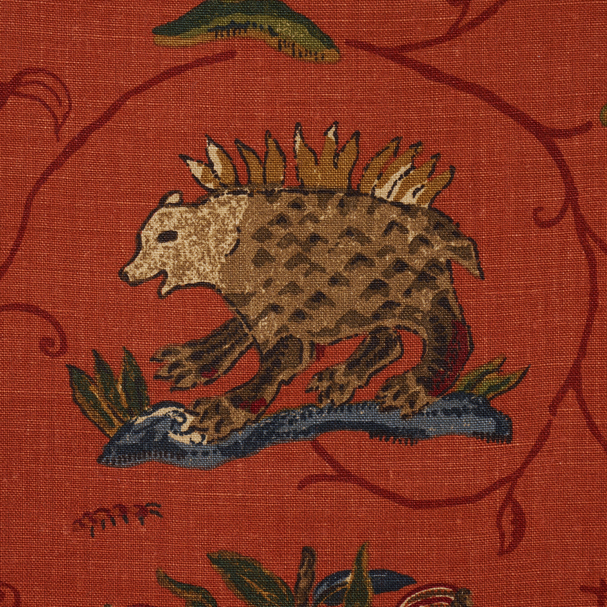 Schumacher 172762 LA MENAGERIE in FLAME RED Fabric - A COUNT