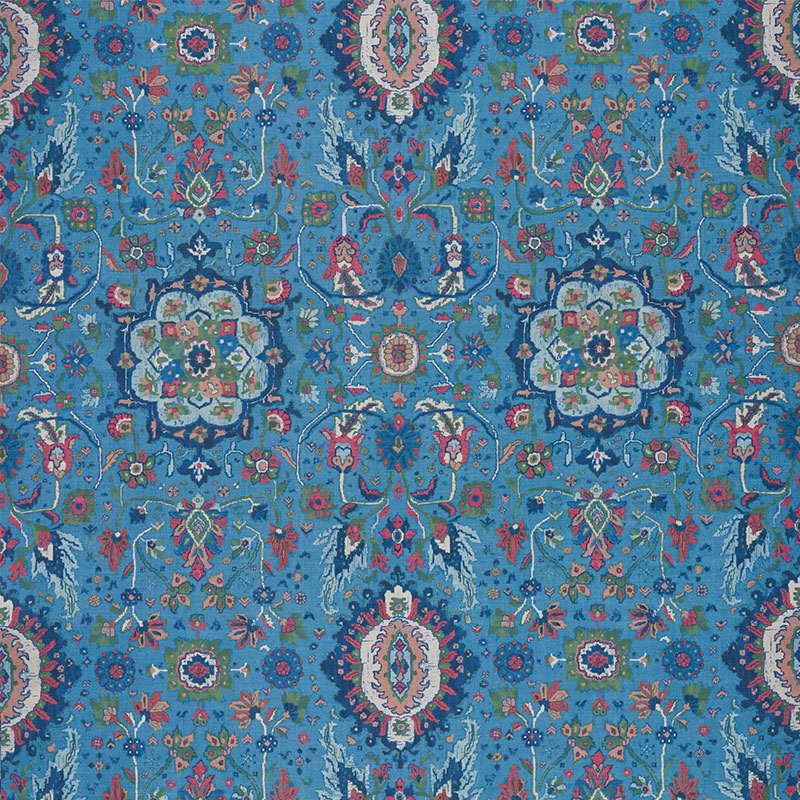 Schumacher Jahanara Carpet Peacock Fabric