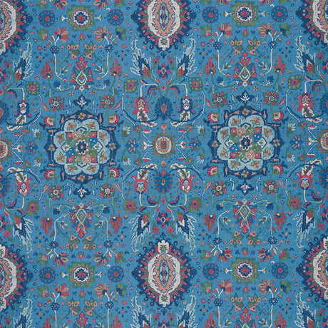 Schumacher Jahanara Carpet Peacock Fabric
