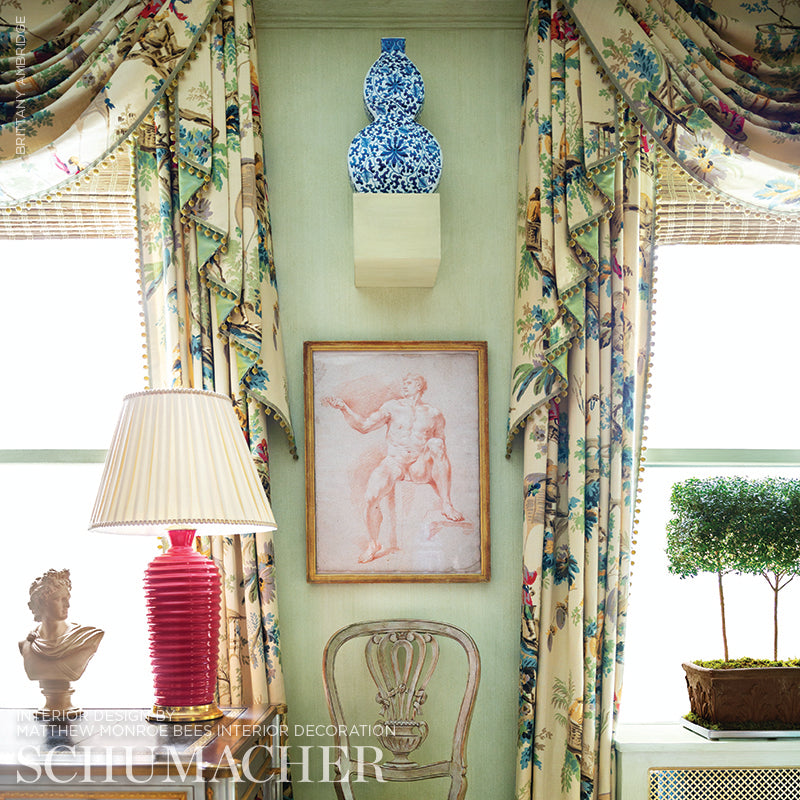 Schumacher Plaisirs De La Chine Document Fabric - Eade's Wallpaper