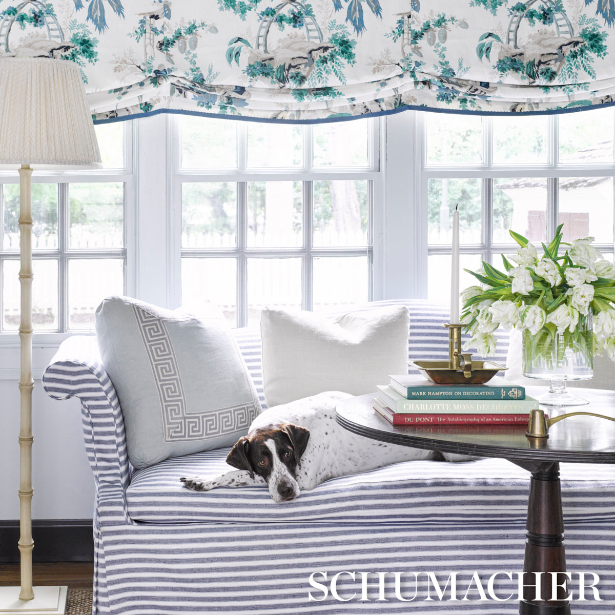 Schumacher Plaisirs De La Chine Emerald & Peacock Fabric - Eade's Wallpaper