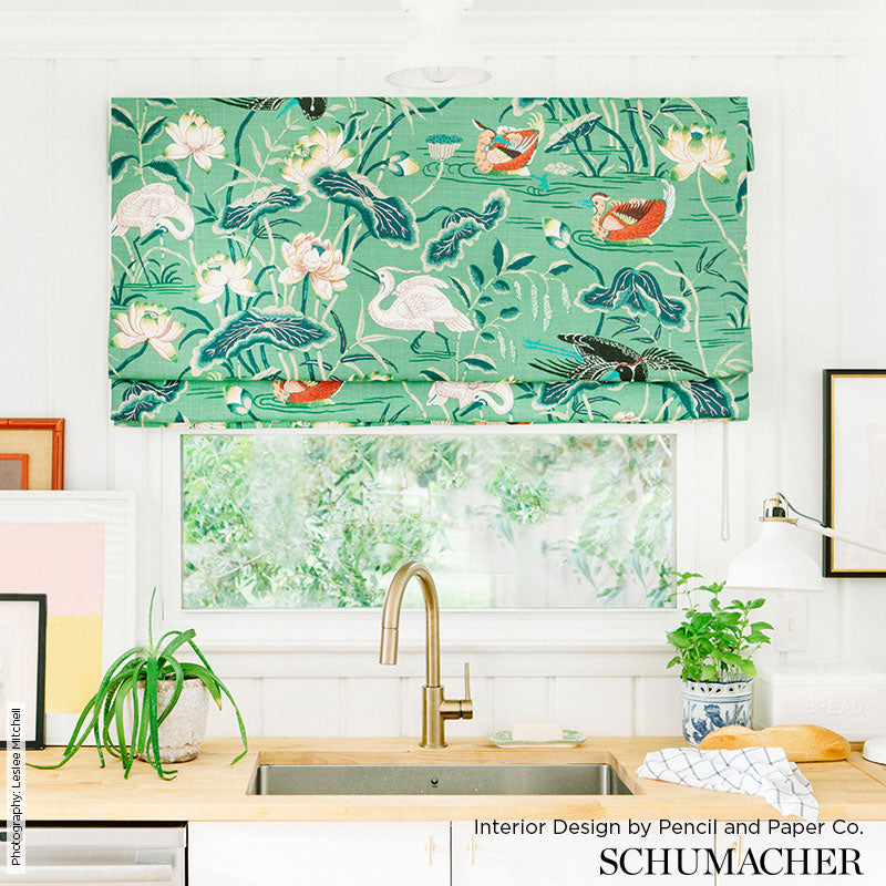 Schumacher Lotus Garden Lacquer Fabric - Eade's Wallpaper