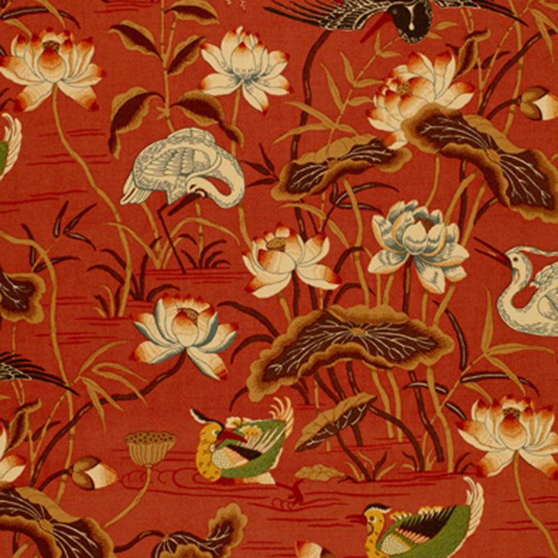 Schumacher Lotus Garden Lacquer Fabric - Eade's Wallpaper