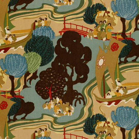 Schumacher Pearl River Jade Fabric - Eade's Wallpaper