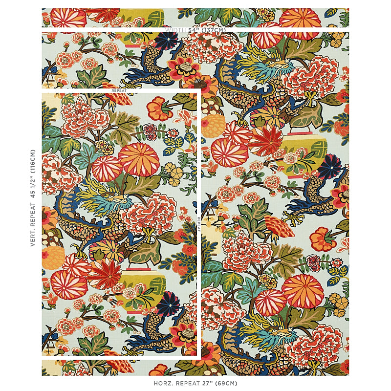 Schumacher Chiang Mai Dragon Aquamarine Fabric