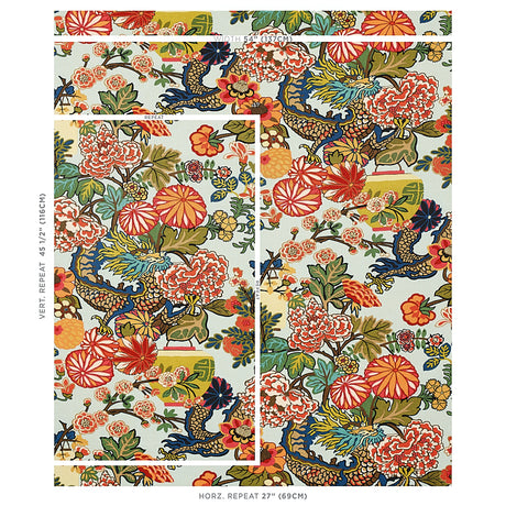 Schumacher Chiang Mai Dragon Aquamarine Fabric