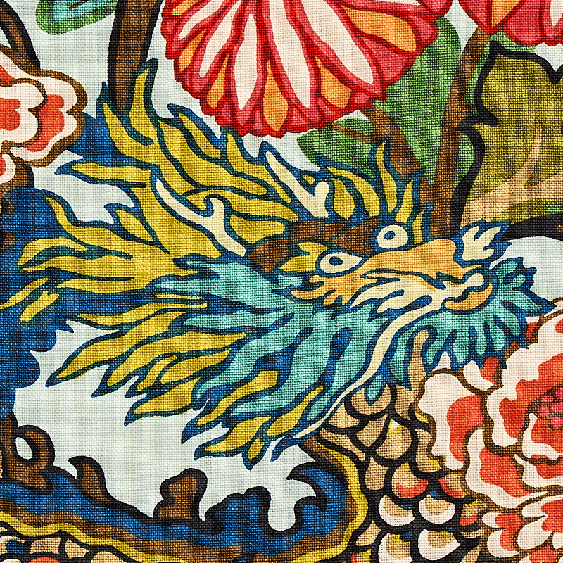 Schumacher Chiang Mai Dragon Aquamarine Fabric