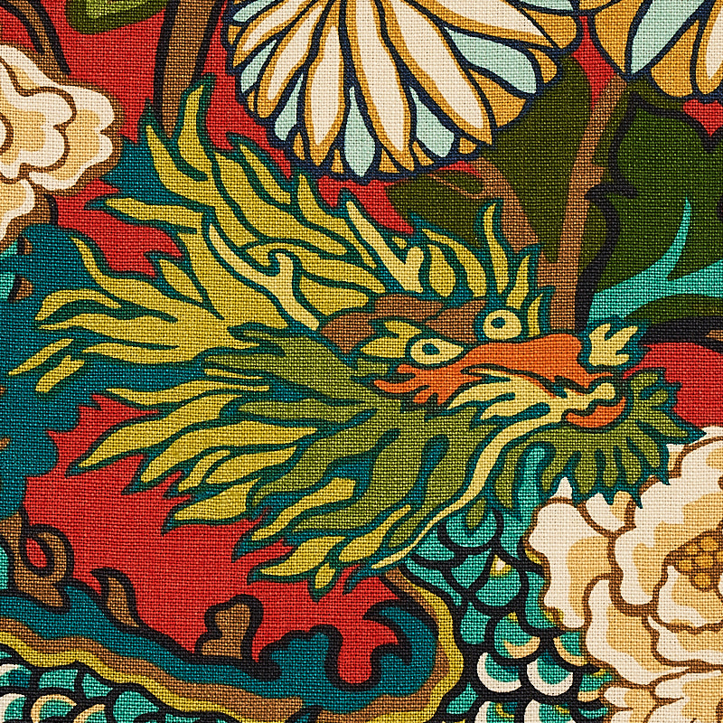Schumacher 173271 CHIANG MAI DRAGON in LACQUER Fabric - EXUB
