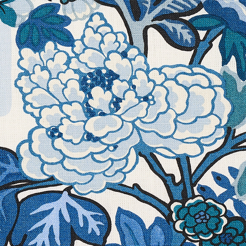 Schumacher 173272 CHIANG MAI DRAGON in CHINA BLUE Fabric - E