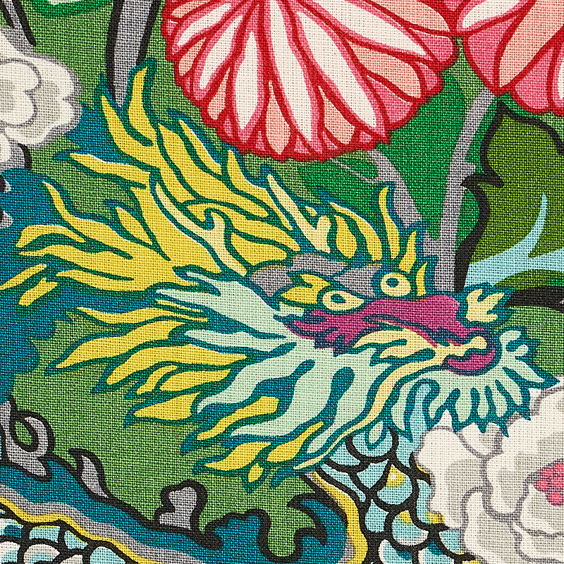 Schumacher 173277 CHIANG MAI DRAGON in JADE Fabric - EXUBERA