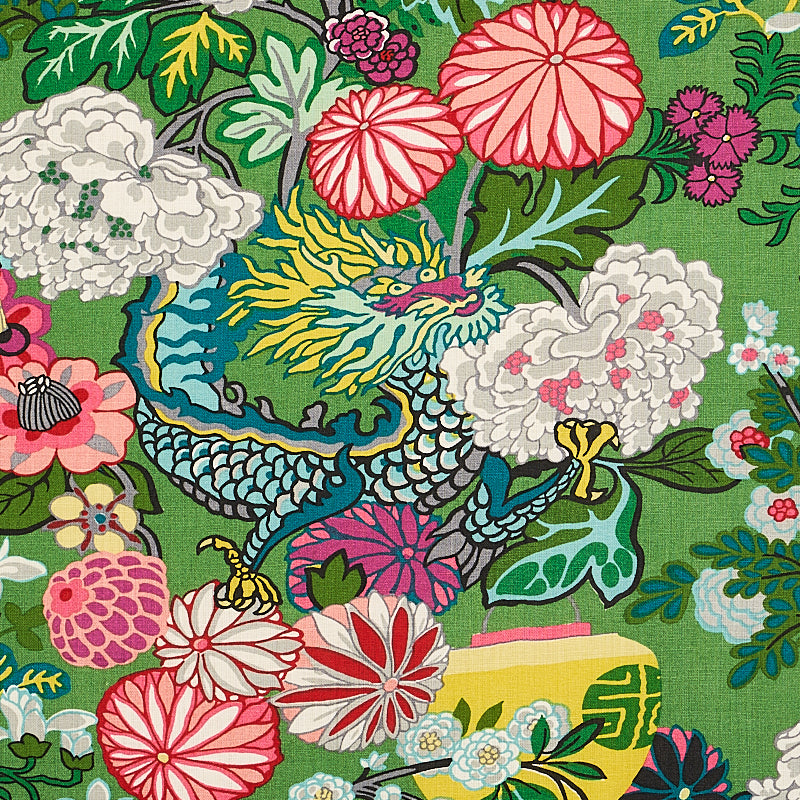 Schumacher 81171 CHIANG MAI DRAGON VELVET in JADE Fabric - E