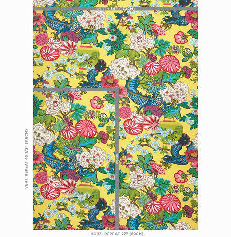 Schumacher Chiang Mai Dragon Yellow Fabric