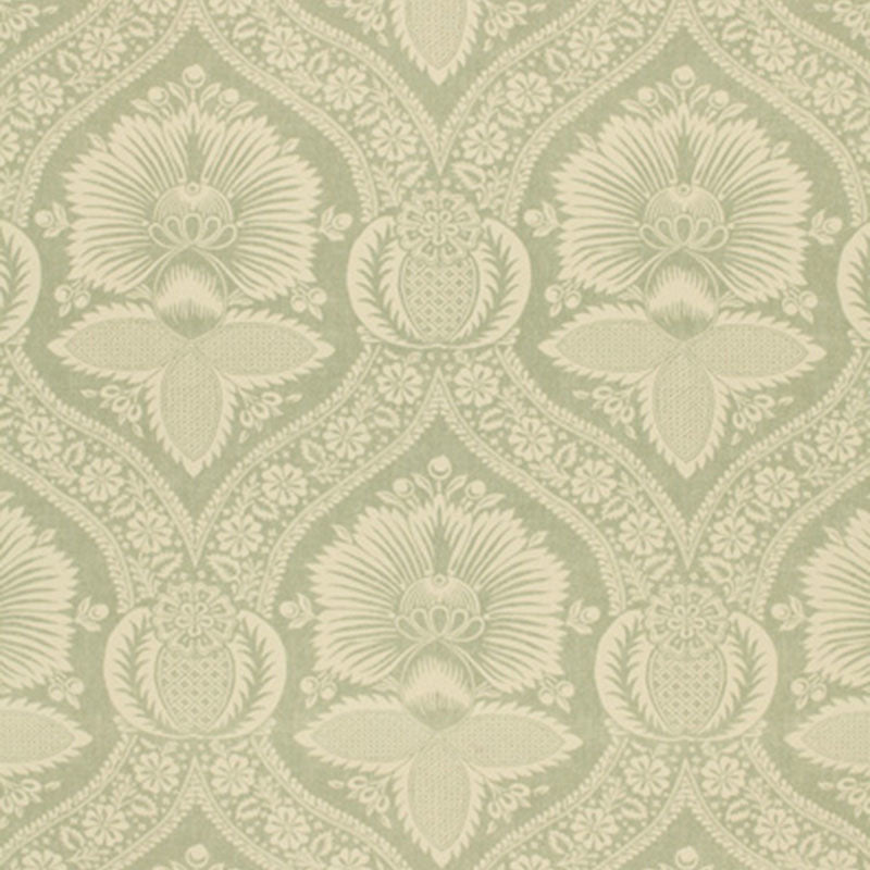 Schumacher Villandry Damask Print Mineral Fabric - Eade's Wallpaper