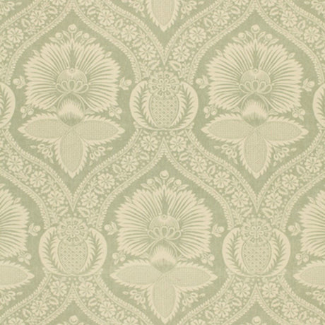 Schumacher Villandry Damask Print Mineral Fabric - Eade's Wallpaper