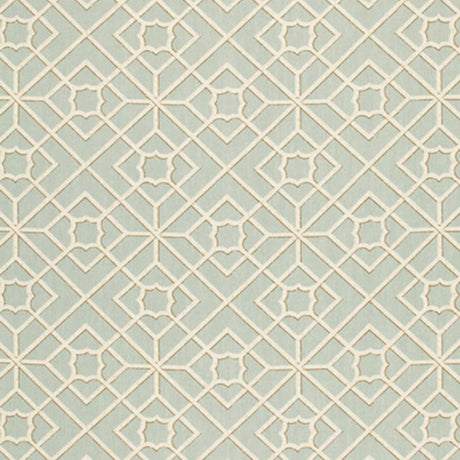 Schumacher Luan Fretwork Sky Fabric - Eade's Wallpaper