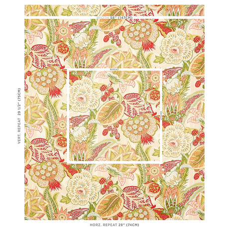 Schumacher Zanzibar Linen Print Melon Fabric - Eade's Wallpaper