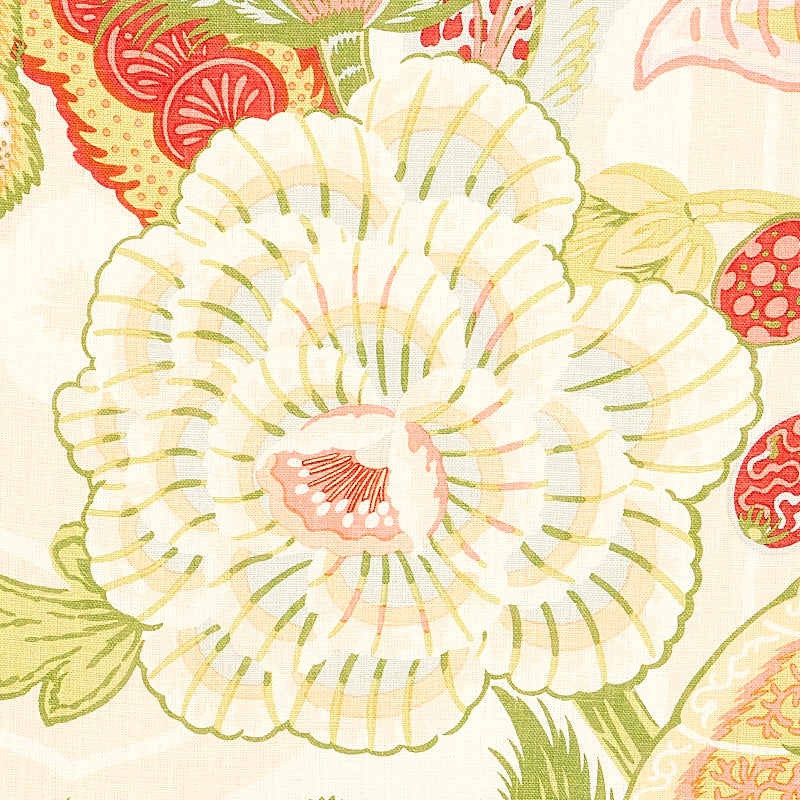Schumacher Zanzibar Linen Print Melon Fabric - Eade's Wallpaper