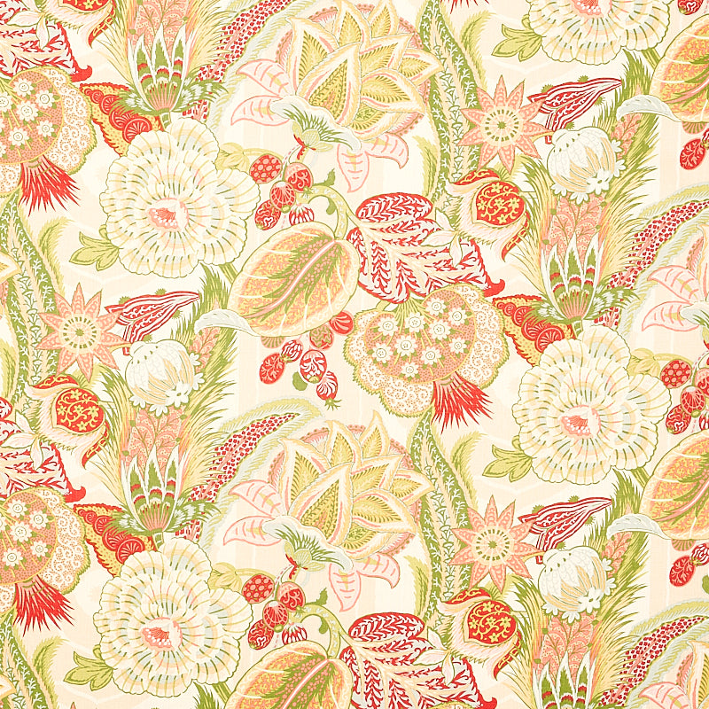 Schumacher Zanzibar Linen Print Melon Fabric - Eade's Wallpaper