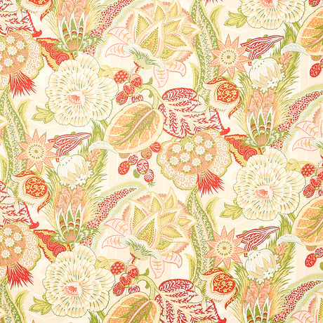 Schumacher Zanzibar Linen Print Melon Fabric - Eade's Wallpaper