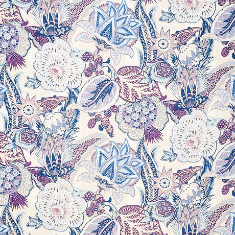 Schumacher Zanzibar Linen Print Hyacinth Fabric - Eade's Wallpaper