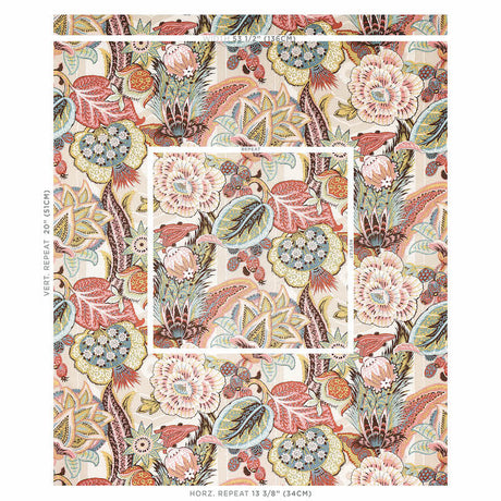 Schumacher Zanzibar Linen Print Pink Fabric - Eade's Wallpaper