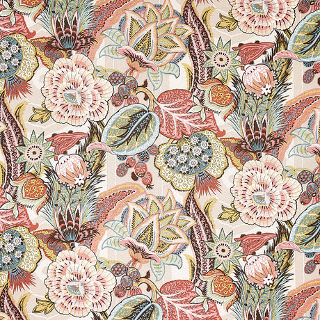 Schumacher Zanzibar Linen Print Pink Fabric - Eade's Wallpaper