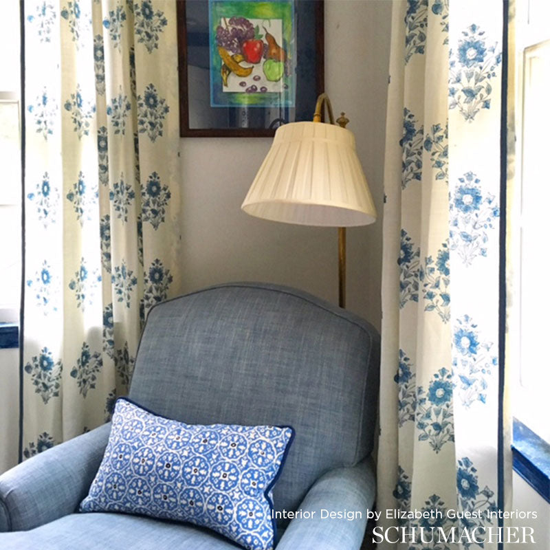 Schumacher Beatrice Bouquet Indigo Fabric