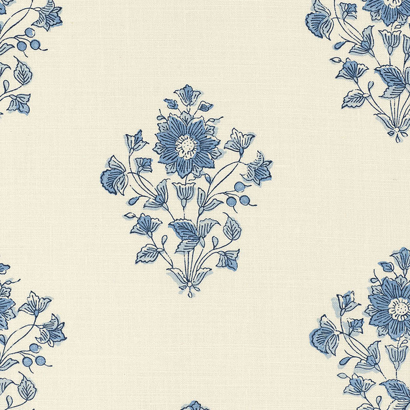 Schumacher Beatrice Bouquet Indigo Fabric
