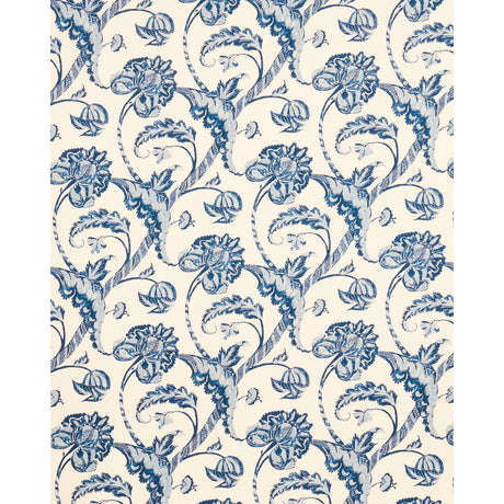 Schumacher Vallier Vine Indigo Fabric - Eade's Wallpaper
