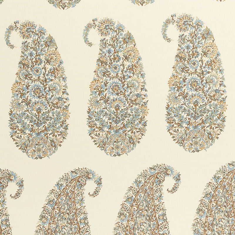 Schumacher Shirala Paisley Aqua Fabric - Eade's Wallpaper