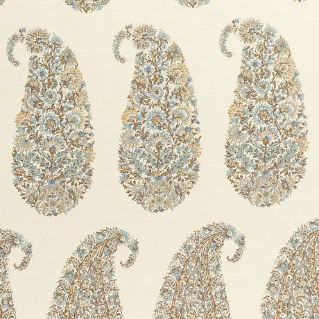 Schumacher Shirala Paisley Aqua Fabric - Eade's Wallpaper