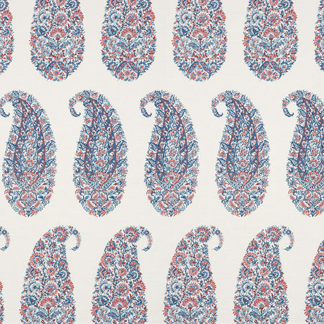 Schumacher Shirala Paisley Delft & Rose Fabric - Eade's Wallpaper