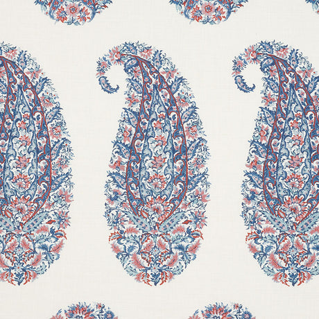 Schumacher Shirala Paisley Delft & Rose Fabric - Eade's Wallpaper