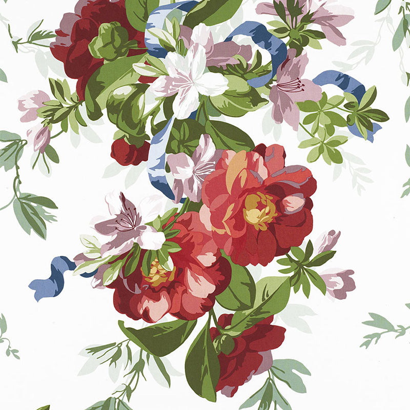 Schumacher Ellesmere Ribbon Floral Ivory Fabric
