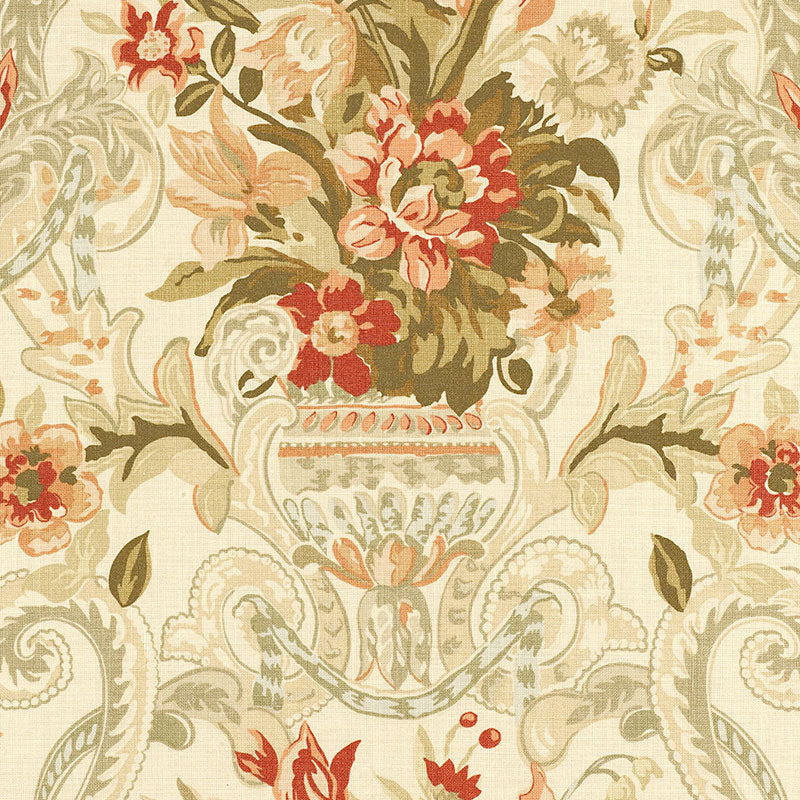 Schumacher Aylesbury Vase Coral Fabric