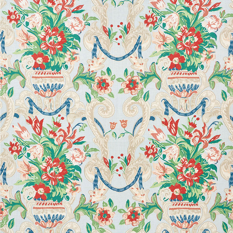 Schumacher Aylesbury Vase Aqua Fabric