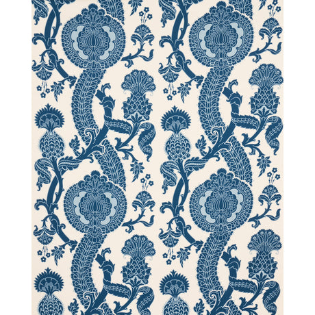 Schumacher Shalkar Indigo Fabric - Eade's Wallpaper