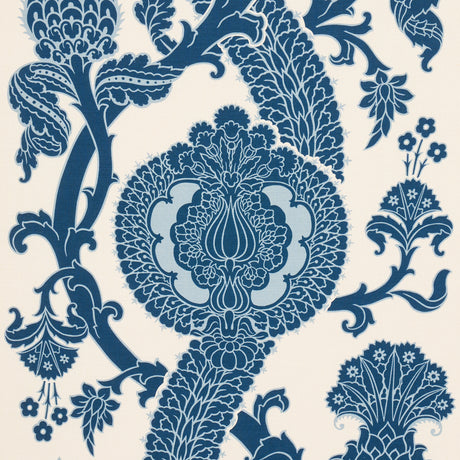 Schumacher Shalkar Indigo Fabric - Eade's Wallpaper